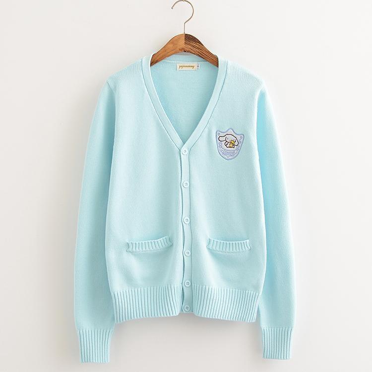 Blue Cinnamoroll Sanrio Knit Cardigan Sweater Sweatshirt Harajuku Japan Kawaii Fashion
