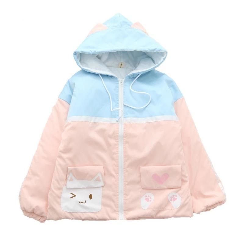 Sweet Kitten Windbreaker - Blue/Pink - jacket