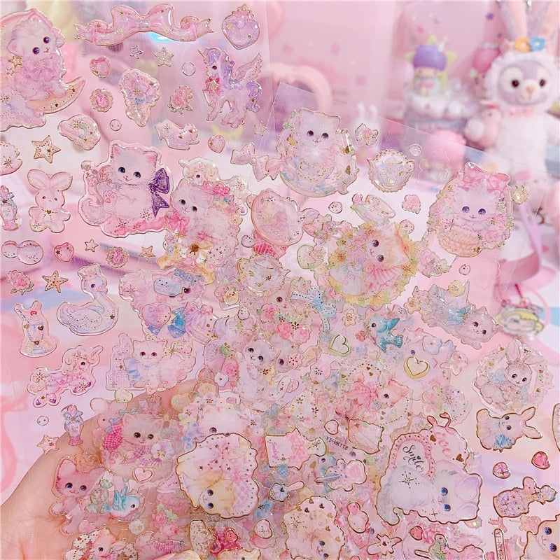 Sweet Kitty Sticker Pack - animal stickers, decal decorative, kitten ears, kitty cat