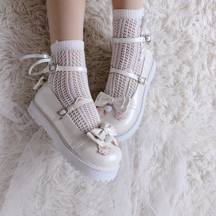 Sweet Lolita Paw Maryjanes - embroidered, embroidery, loafers, lolita, lolita heels