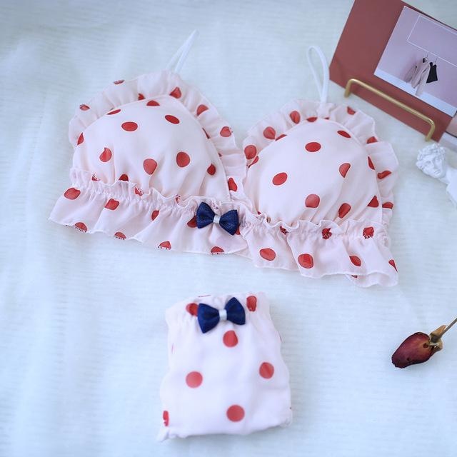 Sweet Valentine Lingerie Set - Pink Polkadot / M (A or B Cup) - lingerie