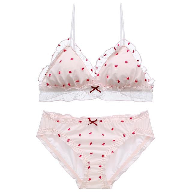 Sweet Valentine Lingerie Set - Pink star / L (B or C Cup) - lingerie