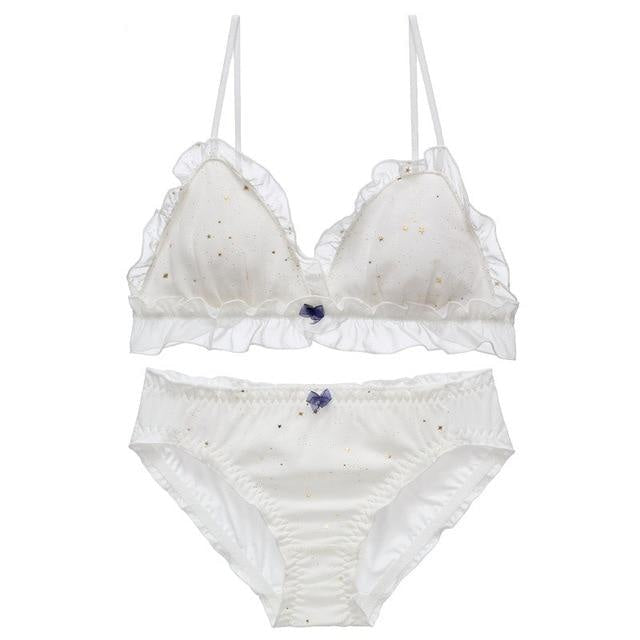 Sweet Valentine Lingerie Set - White Starry Sky / M (A or B Cup) - lingerie