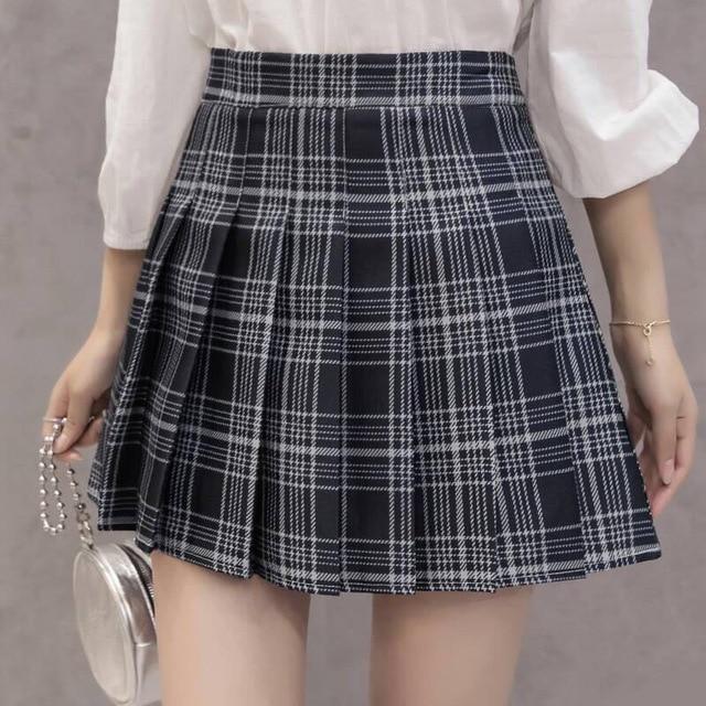 Tartan Plaid School Girl Skirt - Charcoal Plaid / XS - skirt