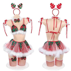 Tiny Elf Lingerie Set - christmas, costume, costumes, deer, elf