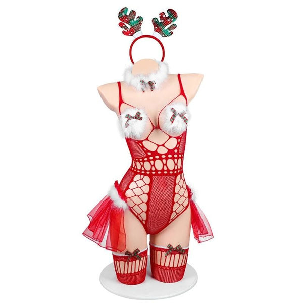 Tiny Reindeer Fishnet Lingerie - christmas, cosplay, costume, costumes, holiday