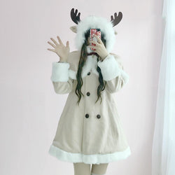 Tiny Reindeer Winter Dress Coat - Khaki / S - jacket