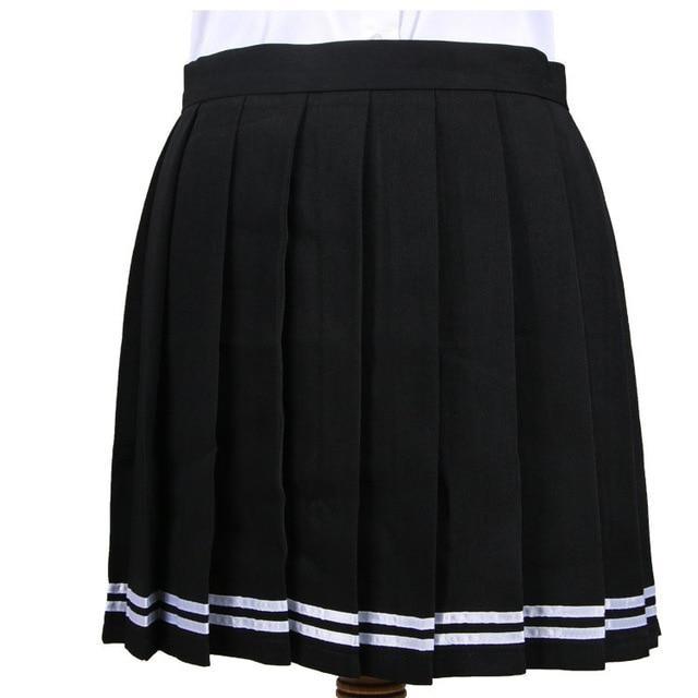 Traditional Pleated Skirt (up to 3XL) - Black Striped / S - skirt