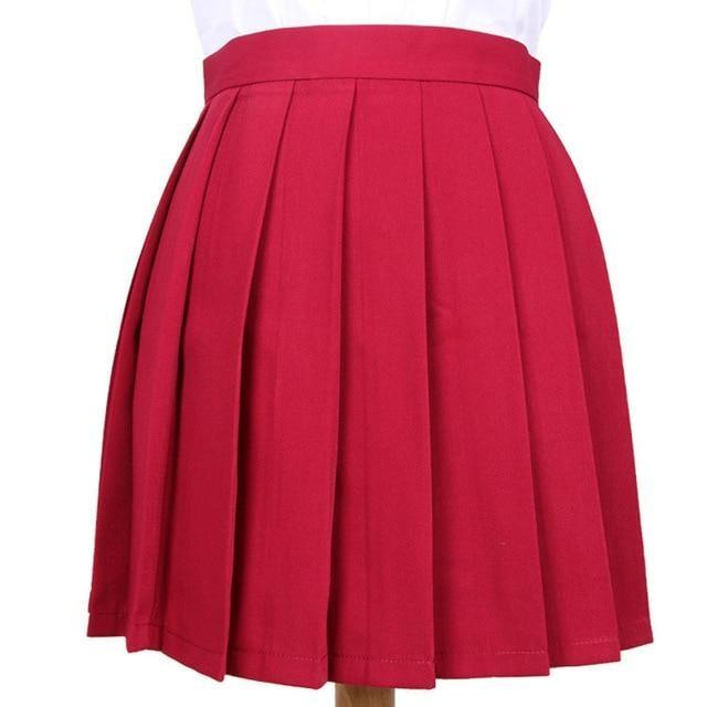 Traditional Pleated Skirt (up to 3XL) - Dark red / S - skirt