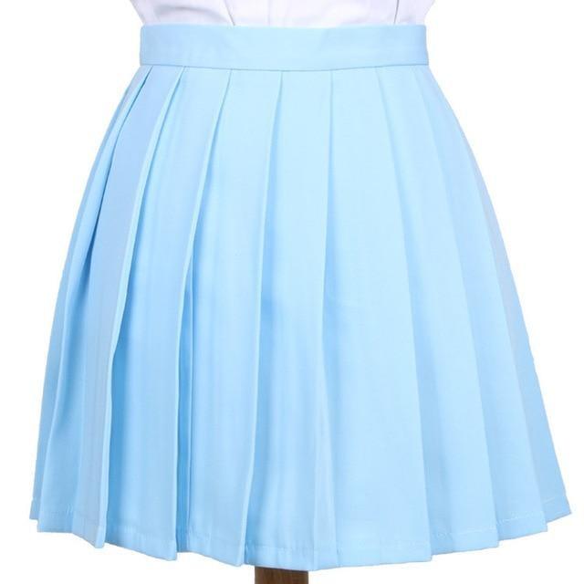 Traditional Pleated Skirt (up to 3XL) - Light blue / S - skirt