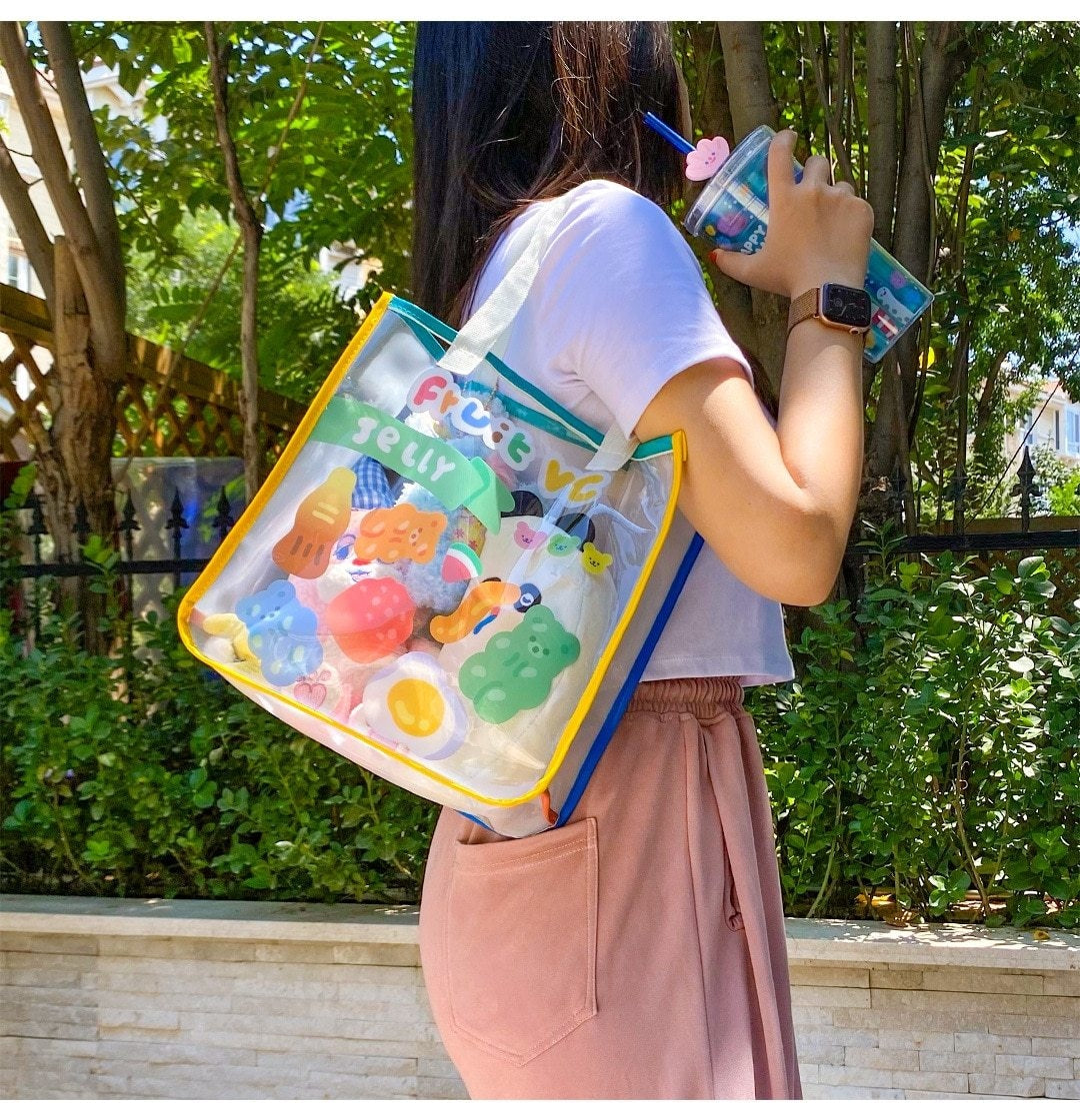 Clear Transparent Kawaii Teddy Bear Gummy Candy Tote Bag | DDLG Shop ...
