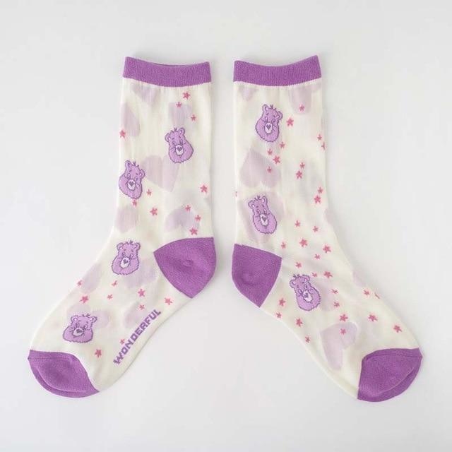 Transparent Care Bear Sockies - Purple Care Bears - socks