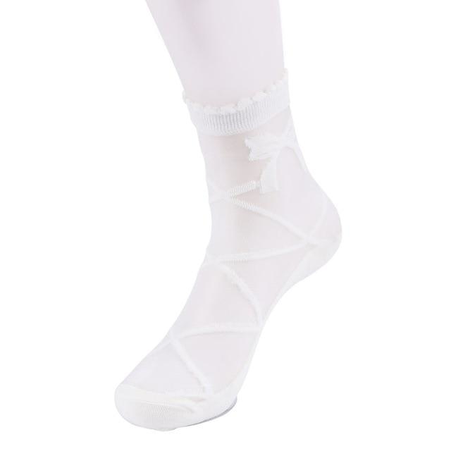 Transparent Princess Socks - White Bow - socks