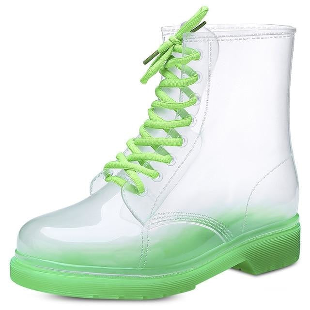 Transparent Rain Booties - Green / 5 - boots