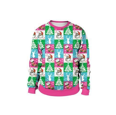 Ugly Christmas Sweaters - M / Checkerboard Collage - christmas sweaters, crewneck sweater, crewnecks, festive, holiday