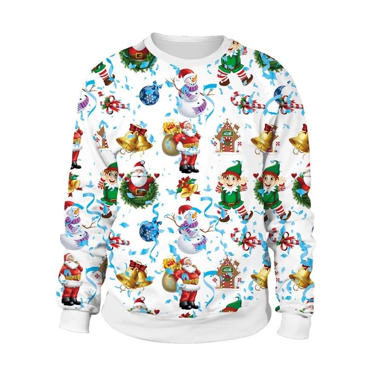 Ugly Christmas Sweaters - M / White Xmas Collage - christmas sweaters, crewneck sweater, crewnecks, festive, holiday