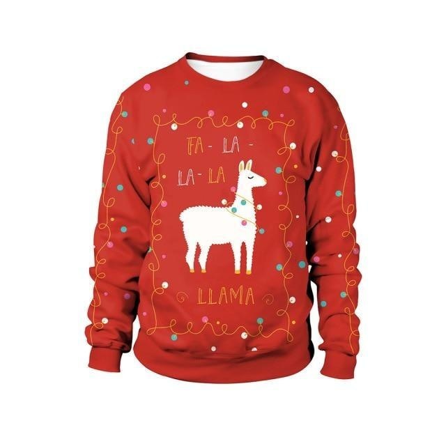 Ugly Christmas Sweaters - XL / Red Llama - christmas sweaters, crewneck sweater, crewnecks, festive, holiday