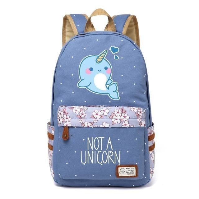 Unicorn Backpacks - Light Blue 3 (Narhwal) - backpack