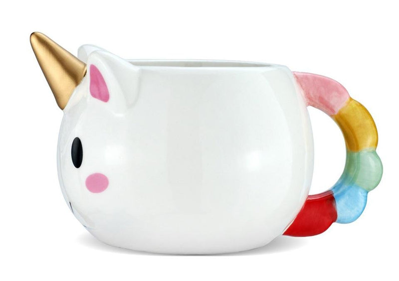 Ceramic Rainbow Unicorn Mug Golden Horn Drinking Glass Coffee Cup by DDLG Playground