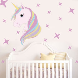 Pastel Rainbow Unicorn Wall Art Decal Sticker Removable ABDL Adult Baby Nursery by DDLG Playground