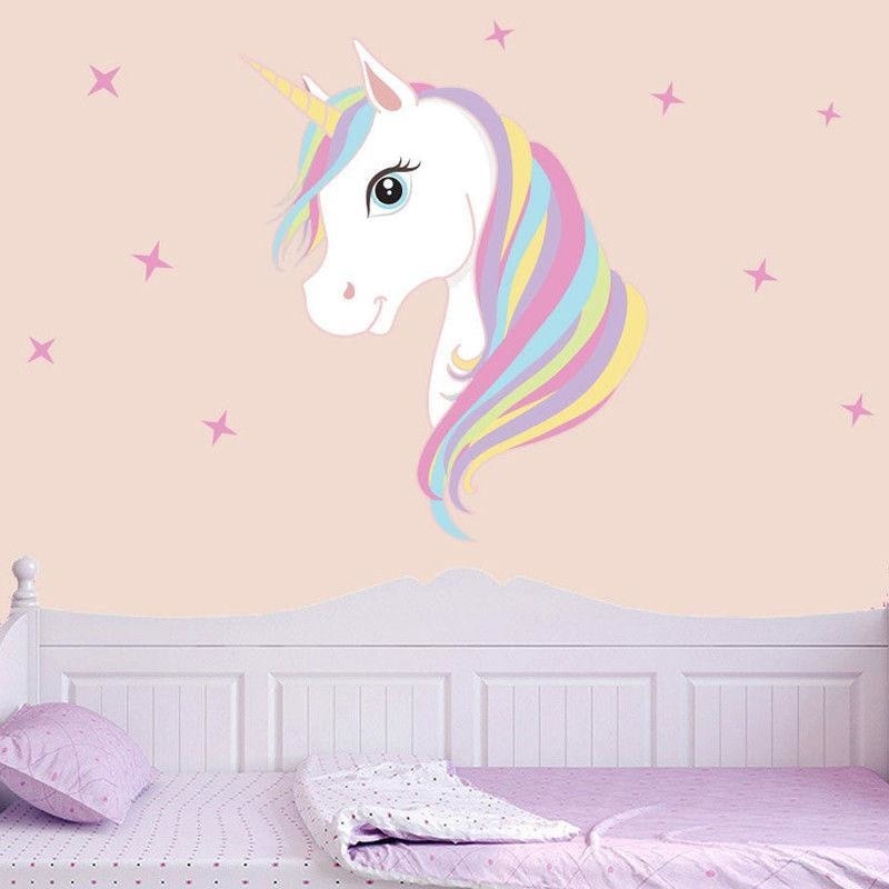 Pastel Rainbow Unicorn Wall Art Decal Sticker Removable ABDL Adult Baby Nursery by DDLG Playground