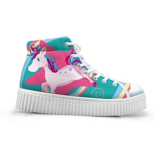 Unicorn Wedge High Tops (Many Colors) - Pastel Patchwork Unicorn / 5 - Shoes