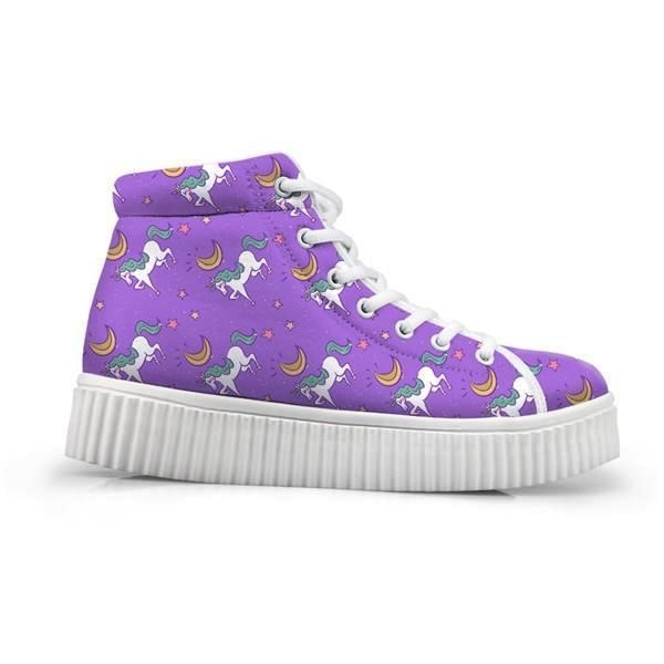 Unicorn Wedge High Tops (Many Colors) - Purple Moon Unicorn / 5 - Shoes