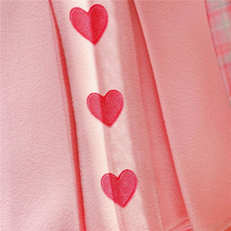 Valentine Pleated Skirt - fairy kei, hearts, love, lovecore, pastel kei