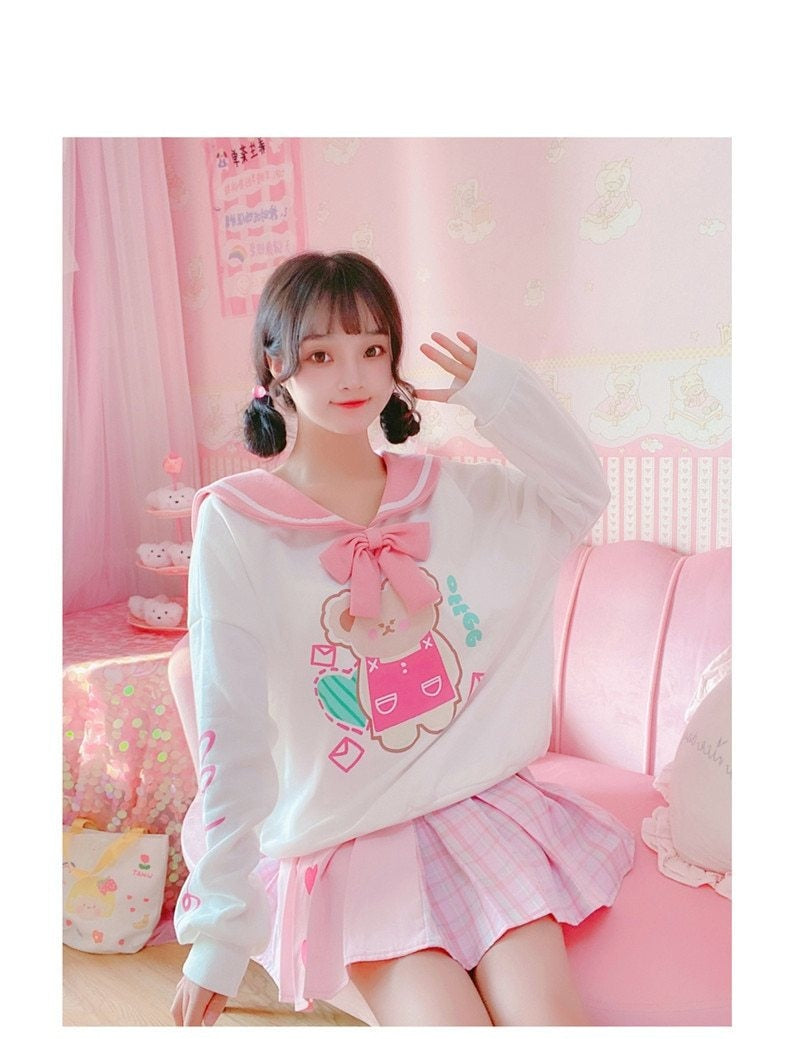 Valentine Pleated Skirt - fairy kei, hearts, love, lovecore, pastel kei