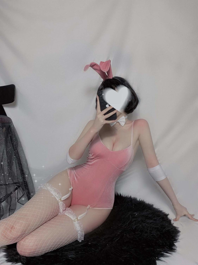Velvet Pink Bunny Costume - baby bun, bodysuit, bodysuits, bunny, bunny cosplay