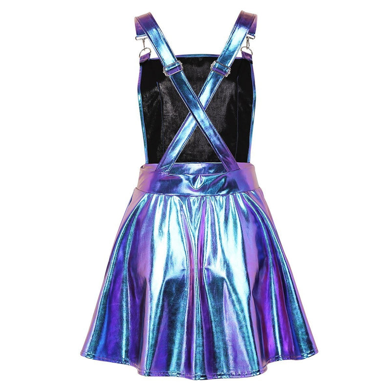 Vinyl Princess Overall Dress Suspenders Holographic DDLG Playground