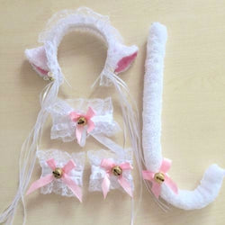 neko cat cosplay set petplay kitten play kitty cat zoophilia kink sex fetish collar jingly bell cuffs kitten ear headband furry tail furries set 