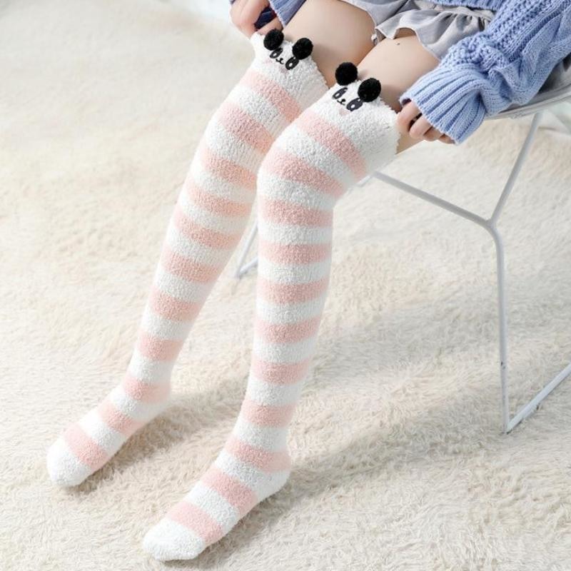 White Panda Thigh Highs - socks