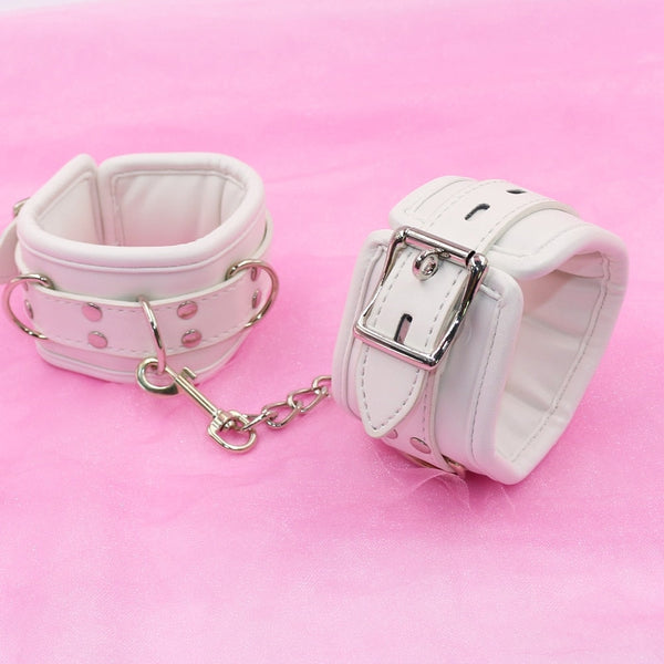 White Vegan Luxury Cuffs - Handcuffs - ankle cuff, cuffs, hand handcuff, handcuffs