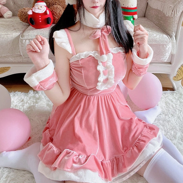 Winter Bunny Cosplay - Pink / S - bunny dress, dresses, girls, rabbit, rabbits