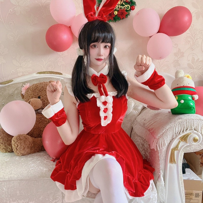 Winter Bunny Cosplay - Red / S - bunny dress, dresses, girls, rabbit, rabbits