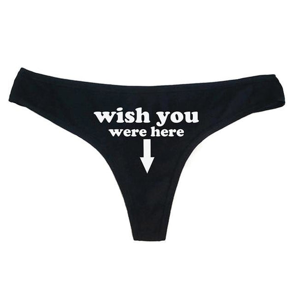 Wish You Were Here Black G-String Thong Underwear Sexy Panties Fetish Kink Sex Goddess by DDLG Playground