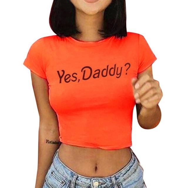 Yes Daddy Cropped Tee - Orange / XL - shirt
